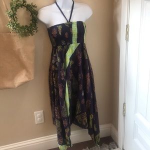 Printed Strapless dress- small